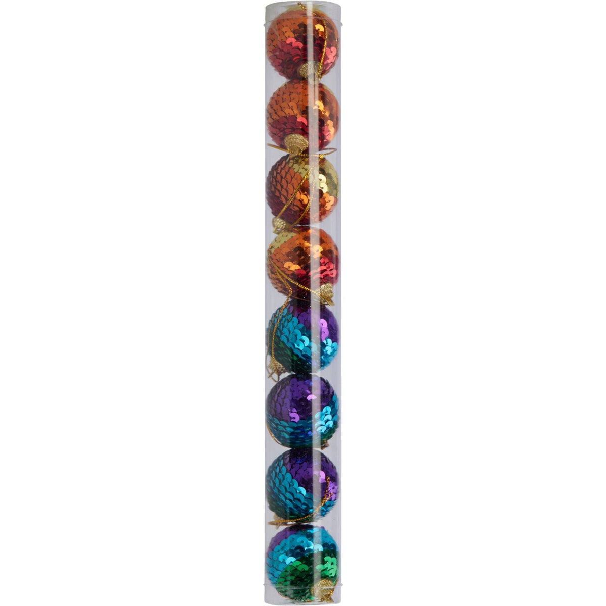 Set of 8 Sequin Rainbow Christmas Baubles | Multicoloured Tree Decorations - 4cm Baubles - Tophatter Daily Deals