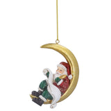 Santa on the Moon Bauble | Santa Claus Resin Christmas Tree Hanging Ornament 9cm Baubles - Tophatter Daily Deals