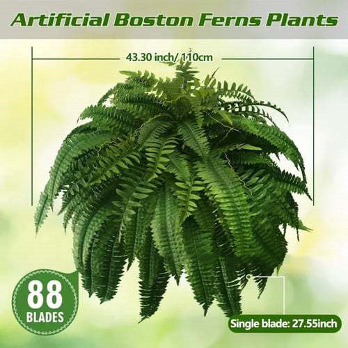 Artificial Fern Flower Arrangement Green Plant Plastic Crafts 0 - Tophatter Daily Deals