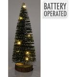 LED Bottle Brush Christmas Tree | Snowy Green Pine Christmas Village Tree 30cm LED Light - Tophatter Daily Deals