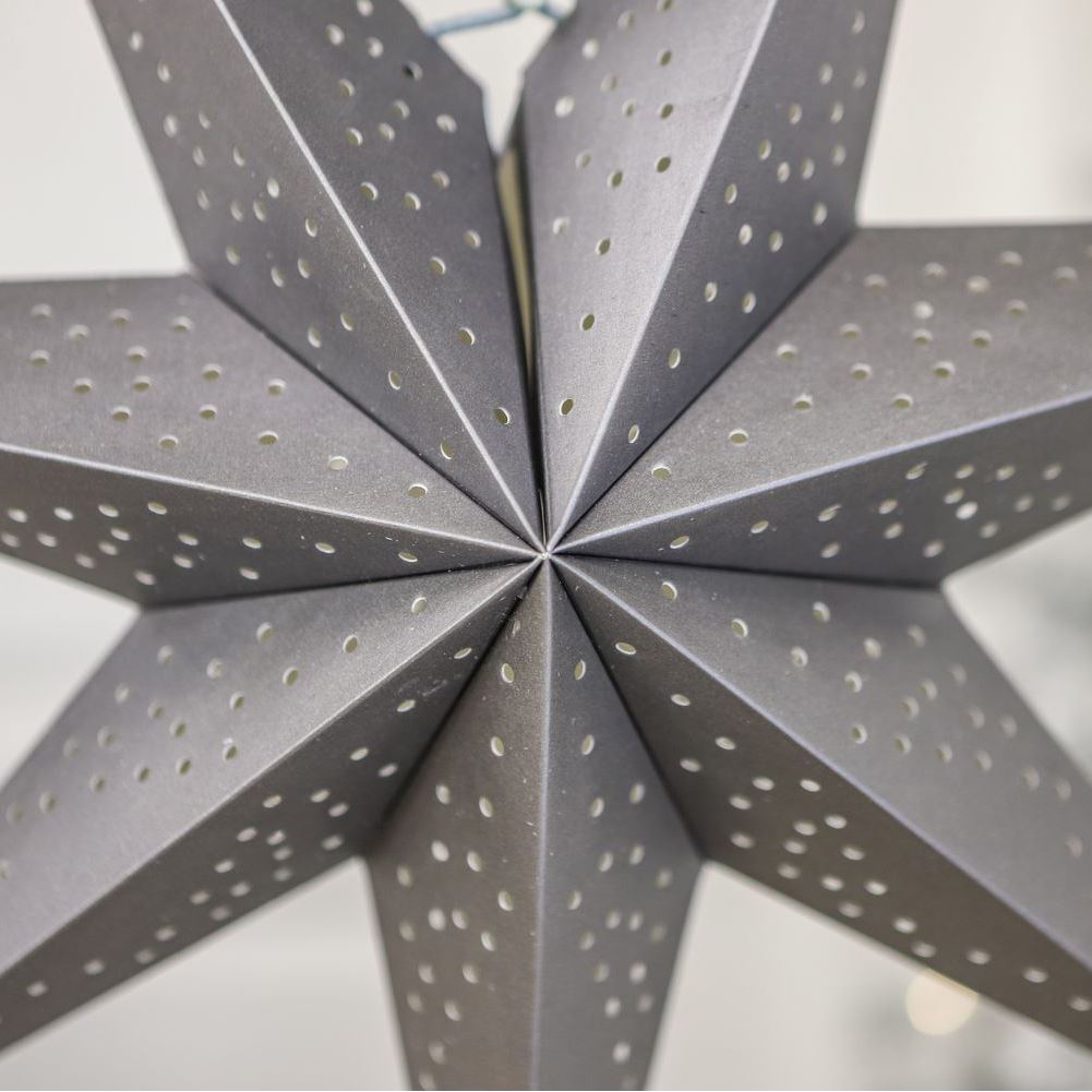 Silver Christmas Star | 7-Pointed Silver Paper Hanging Decoration - 45cm Ornament - Tophatter Daily Deals