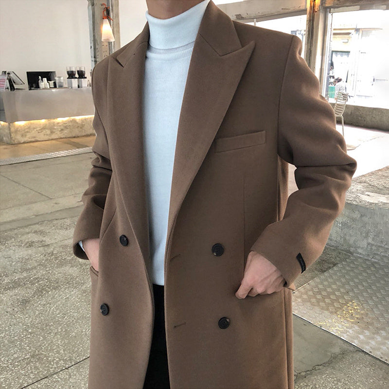 Warm Men's Mid-Length Coat - Tailored Notch, Wool, City 3D Changing Face Moving Picture Frame - Tophatter Daily Deals