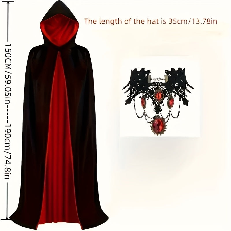 Halloween Vampire Cape Set with Necklace Earrings Hood Halloween - Tophatter Daily Deals