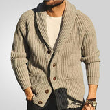 Soft Men's Shawl Collar Cardigan - Rib Knit, Spring Fall Khaki 3D Changing Face Moving Picture Frame - Tophatter Daily Deals