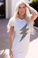 Leopard Light Graphic Tee Dress Casual Dresses - Tophatter Daily Deals