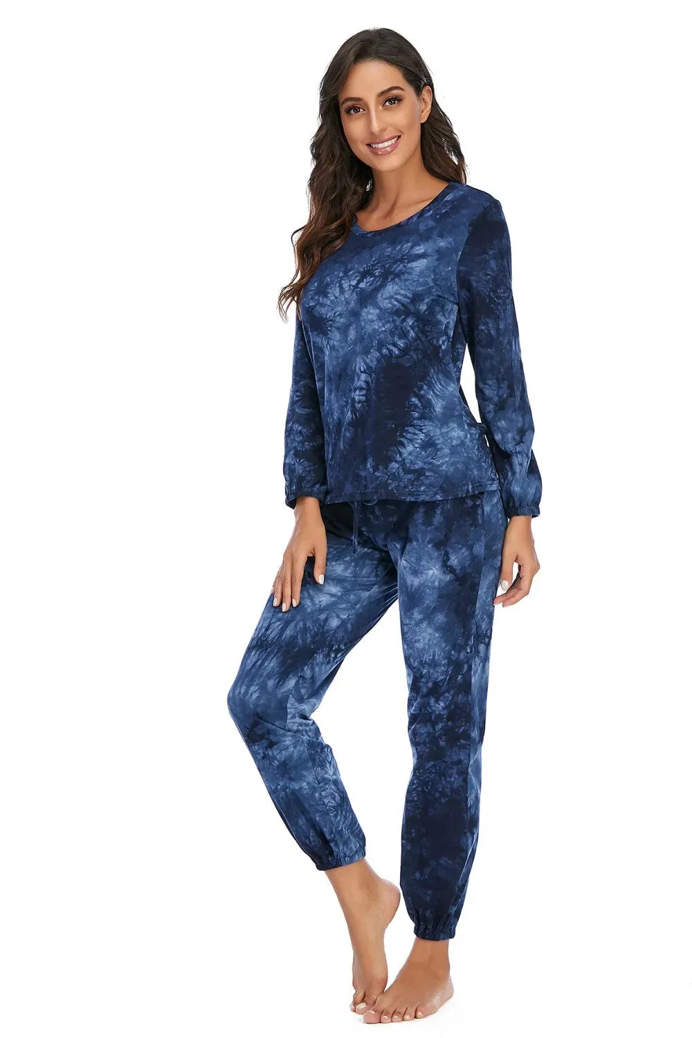 Tie-Dye Top and Drawstring Pants Lounge Set Loungewear Sets - Tophatter Daily Deals