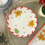 Round Ceramic Christmas Gingerbread Plate | Festive Serving Dish - 16cm Plate - Tophatter Daily Deals