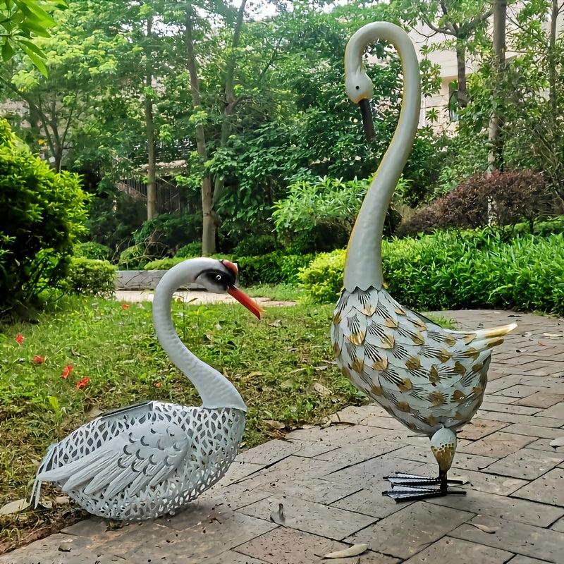 Solar Swan Garden Statue Outdoor Lawn Ornaments & Garden Sculptures - Tophatter Daily Deals