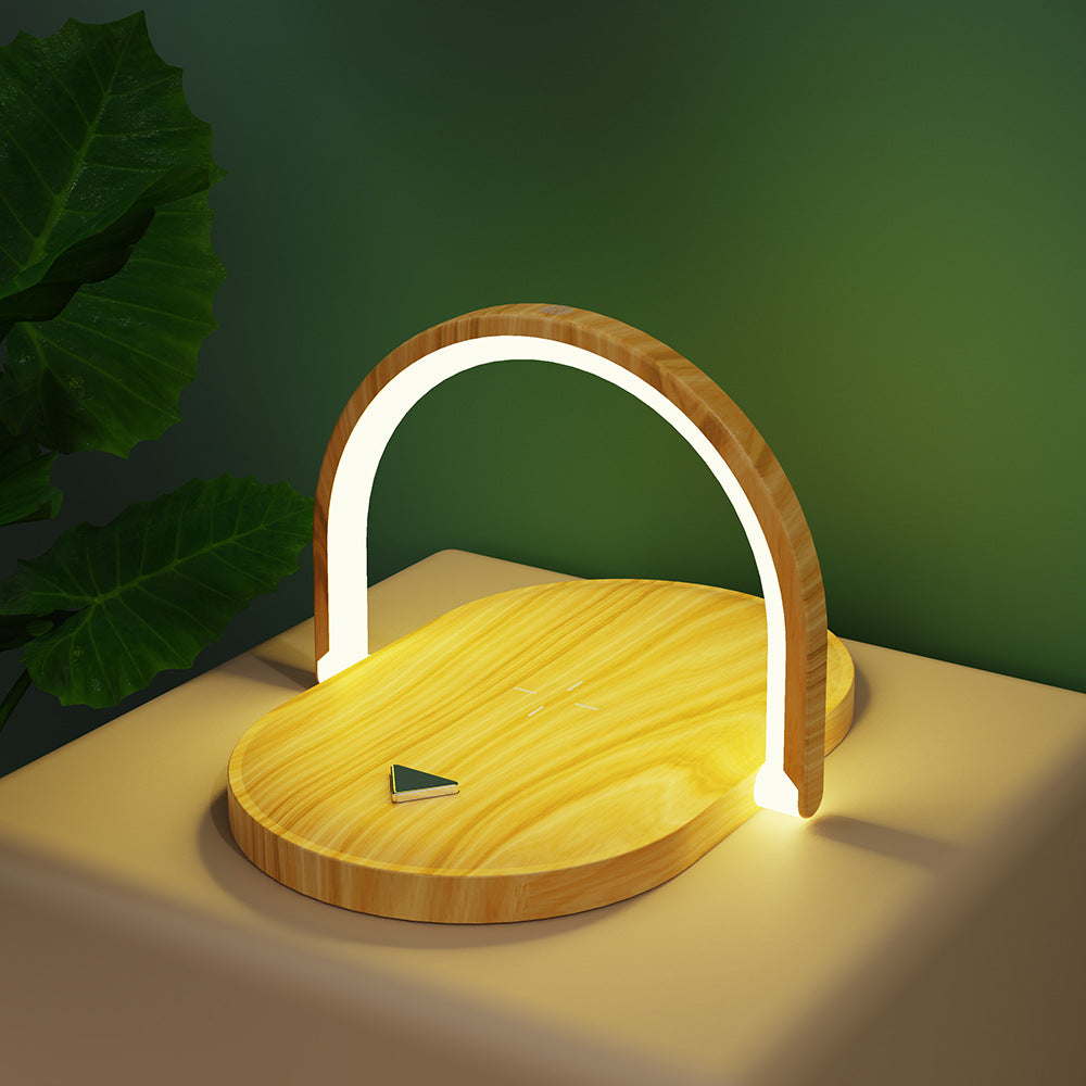 3 In 1 Foldable Wireless Charger Night Light Wireless Charging Station Stonego LED Reading Table Lamp 15W Fast Charging Light Wood grain 0 - Tophatter Daily Deals