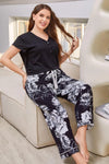 Full Size V-Neck Top and Floral Pants Lounge Set Loungewear Sets - Tophatter Daily Deals