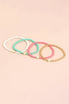 Pink Valentine Heart Beaded Layered Bracelet Bracelets - Tophatter Daily Deals