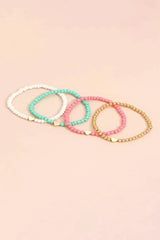 Pink Valentine Heart Beaded Layered Bracelet Bracelets - Tophatter Daily Deals