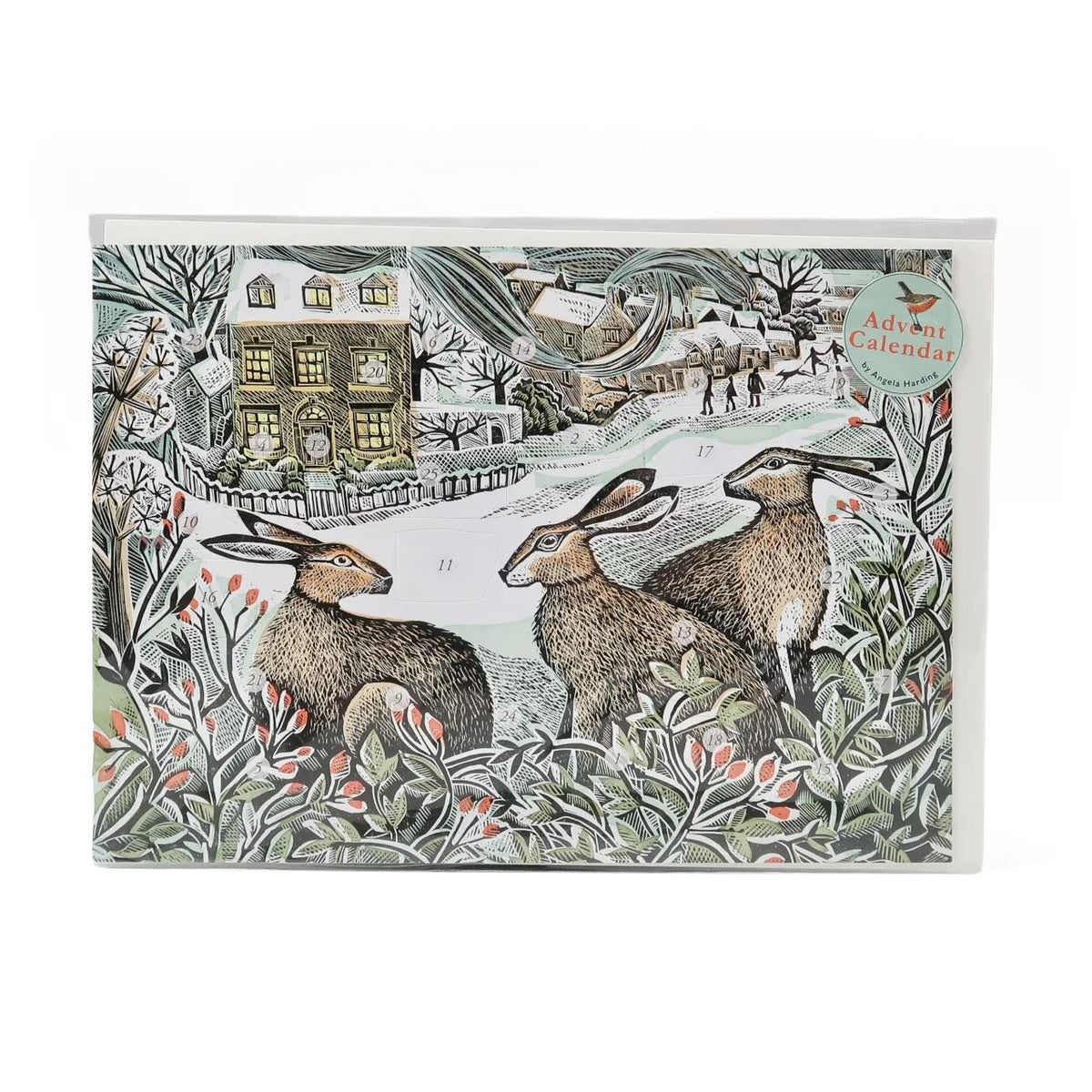 We Three Hares Advent Calendar Greetings Card | Christmas Advent Card & Envelope Advent Calendar - Tophatter Daily Deals