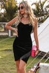 Sweetheart Neck Fringe Detail Sleeveless Dress Black Casual Dresses - Tophatter Daily Deals