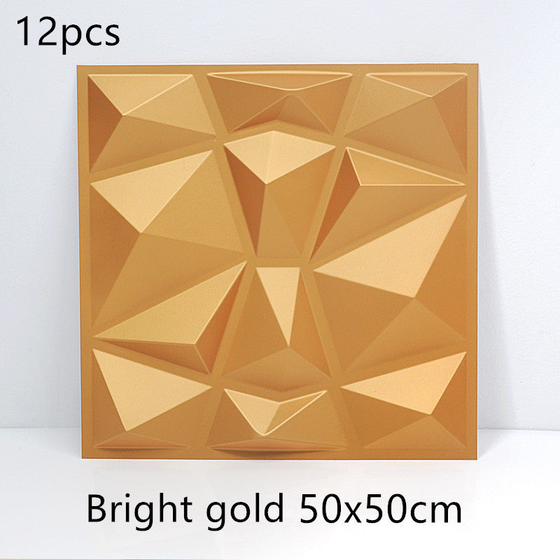 3D solid background wall panel Bright gold12pc 50X50 0 - Tophatter Daily Deals