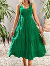 Scoop Neck Wide Strap Midi Dress Green Casual Dresses - Tophatter Daily Deals