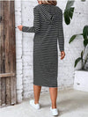 Striped Zip Front Hooded Dress Casual Dresses - Tophatter Daily Deals