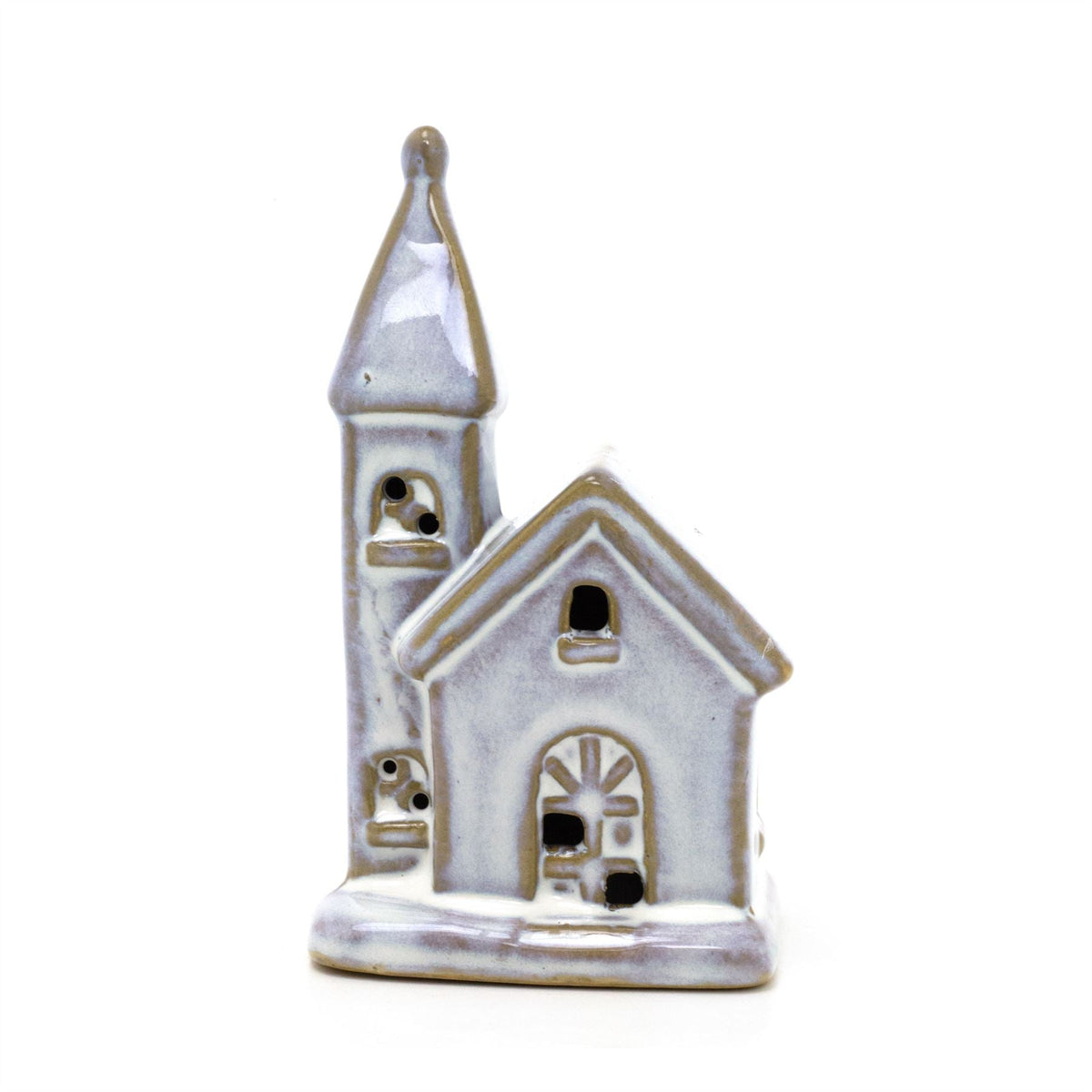 Ceramic LED Church | Light-Up Christmas Chapel Ornament Festive Decoration 12cm LED Light - Tophatter Daily Deals