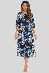 Printed Slit Night Dress with Pockets Sleep Dresses - Tophatter Daily Deals