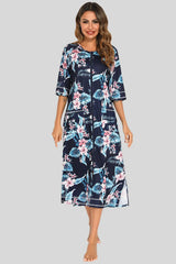 Printed Slit Night Dress with Pockets Sleep Dresses - Tophatter Daily Deals