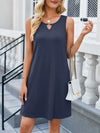 Cutout Round Neck Sleeveless Dress Casual Dresses - Tophatter Daily Deals