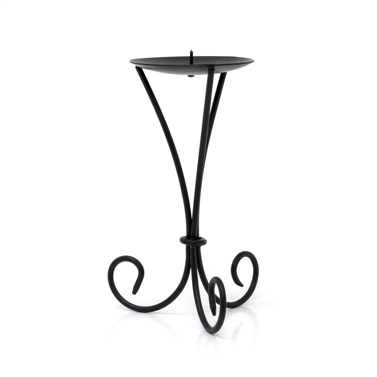 Tall Black Metal Scroll Candle Holder | Pillar Candle Holder Candlestick - 21cm Candlestick - Tophatter Daily Deals