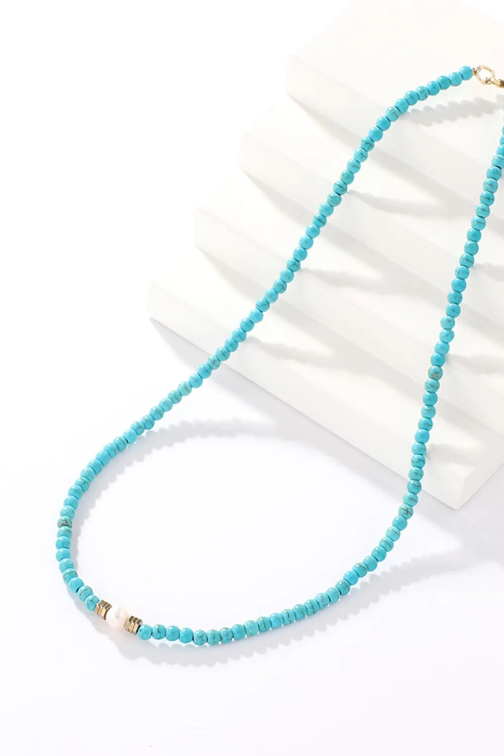 Turquoise & Pearl Necklace Necklaces - Tophatter Daily Deals