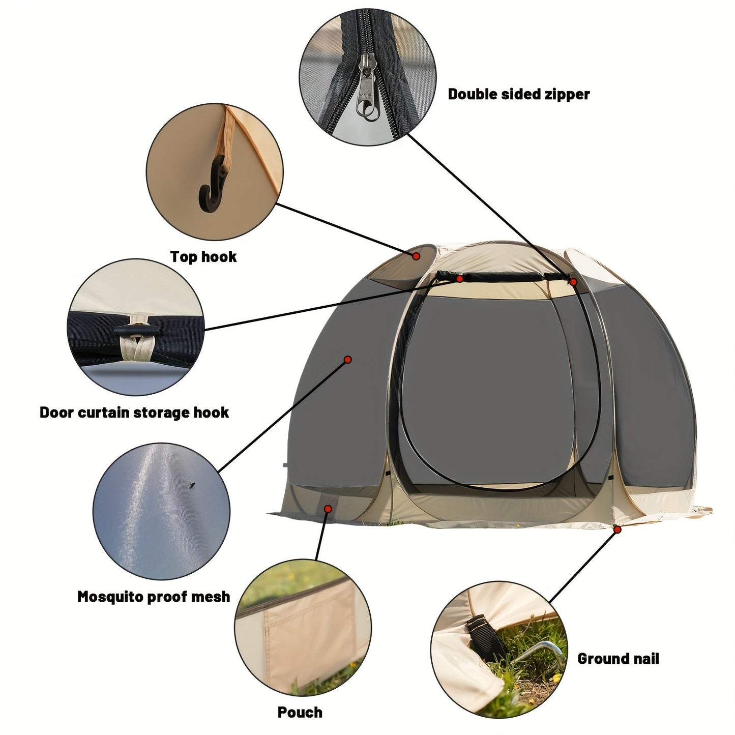6-8 Person All-Season Portable Sheer Camping Tent Camping & Hiking > Tents & Camp Furniture - Tophatter Daily Deals