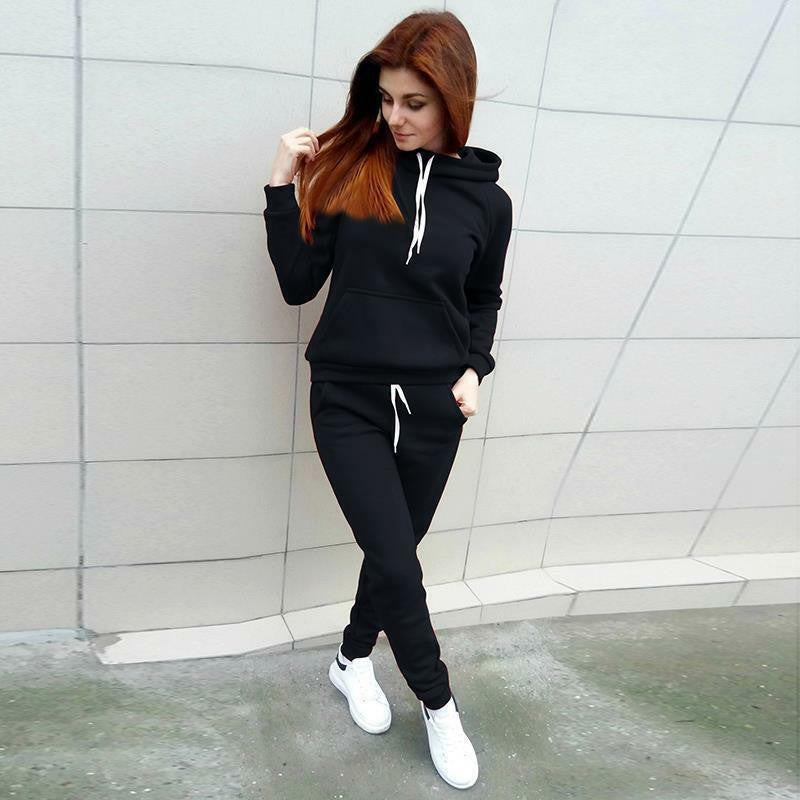 Autumn and winter hooded suit sweater Black 0 - Tophatter Daily Deals
