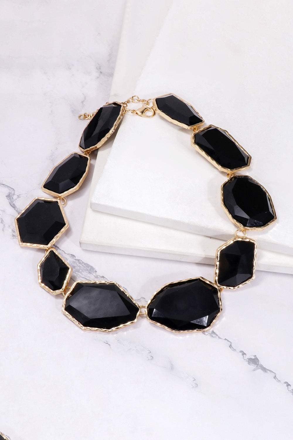 Geometrical Shape Zinc Alloy Frame Resin Necklace Black One Size Necklaces - Tophatter Daily Deals