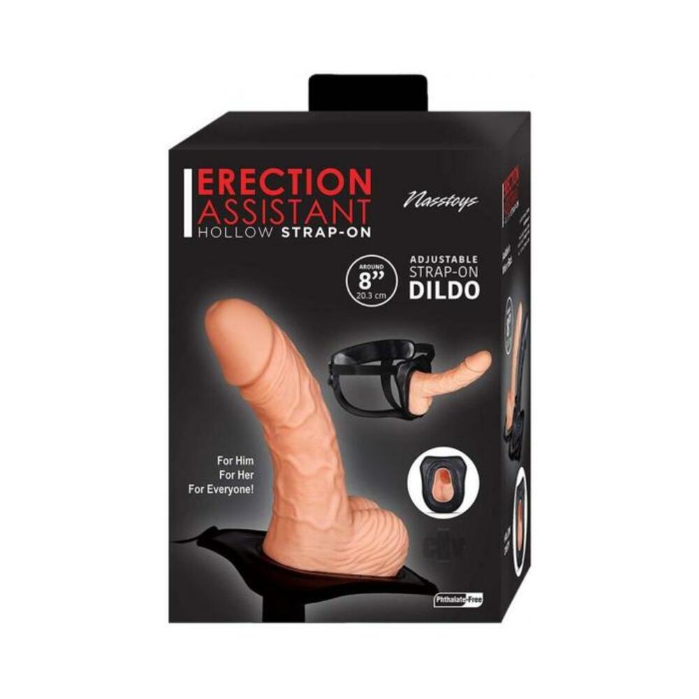 Erection Assistant Hollow Strap-on 8 In. White - Tophatter Daily Deals