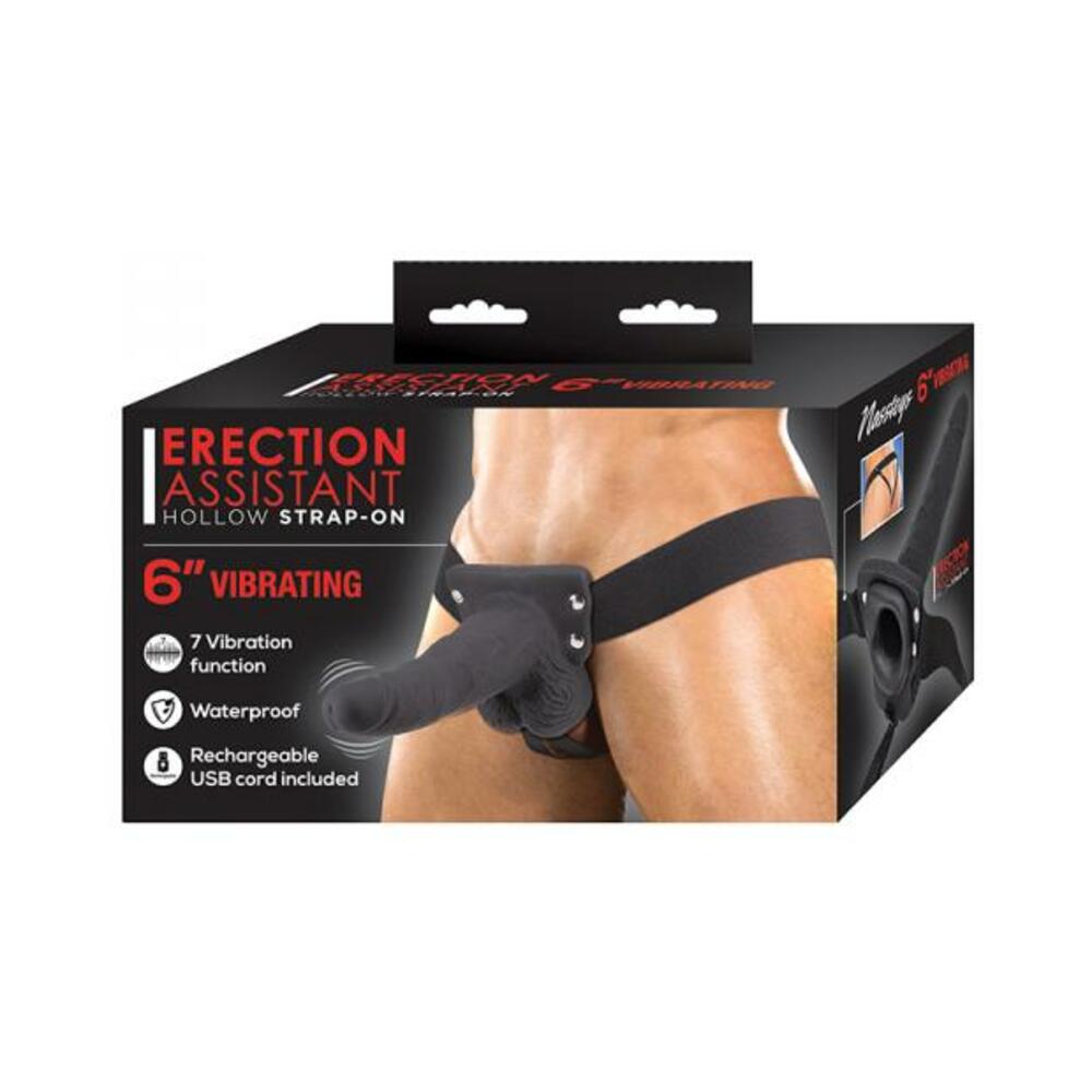 Erection Assistant Hollow Strap-on Vibrating 6 In. Black - Tophatter Daily Deals