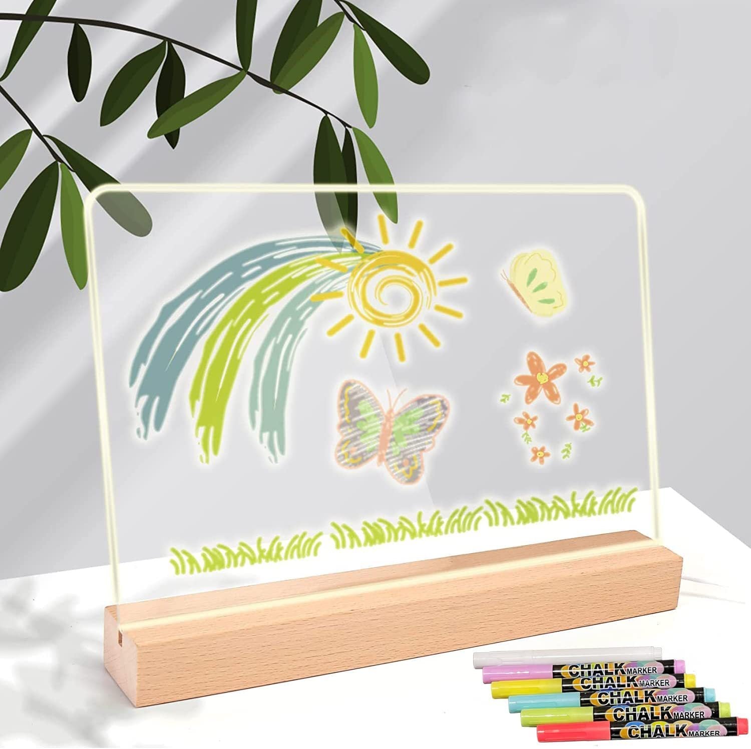 Acrylic Dry Wipe Board With LED Light Transparent Desktop Calendar White Holder 0 - Tophatter Daily Deals