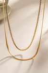 Double-Layered Inlaid Zircon Stainless Steel Necklace Necklaces - Tophatter Daily Deals