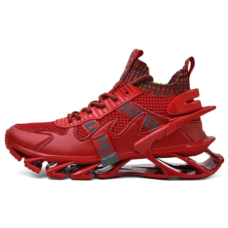 Blade Sneakers Men's Microfiber Flying High-Top Shoes Casual Men's Trendy Shoes Red 0 - Tophatter Daily Deals