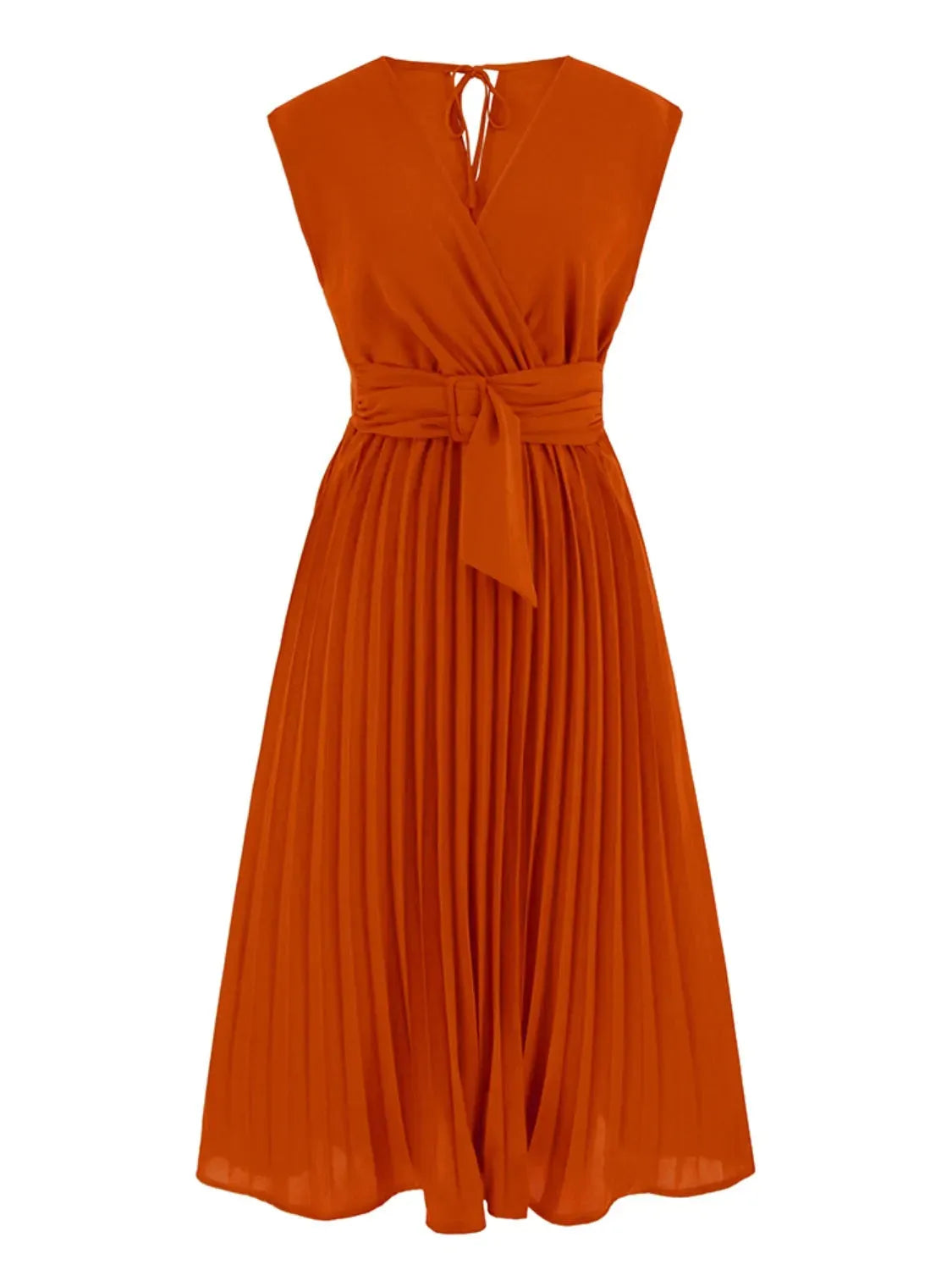Tied Surplice Pleated Tank Dress Casual Dresses - Tophatter Daily Deals
