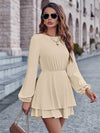 Round Neck Layered Mini Dress Casual Dresses - Tophatter Daily Deals