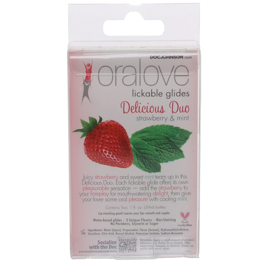 Oralove Delicious Duo Lickable Lubes in Strawberry & Mint - Tophatter's Adult Products Lubes and Lotions > Flavored Sex Lubes - Tophatter Daily Deals