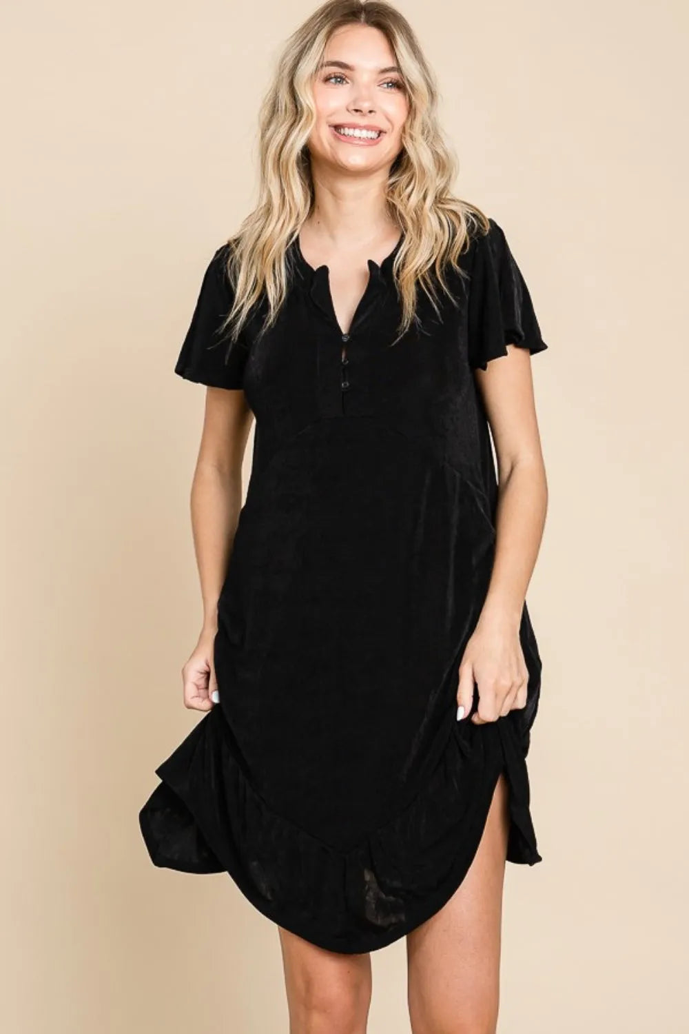 Culture Code Full Size Short Sleeve Ruffled Asymmetric Hem Dress Casual Dresses - Tophatter Daily Deals