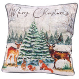 38cm Woodland Animal Christmas Scatter Cushion | Winter Fabric Filled Sofa Cushion | Festive Bed Throw Pillow With Cover Cushion - Tophatter Daily Deals