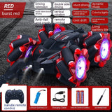 24G High-speed Wireless Remote Control Car Light Music Four-wheel Drive Double-sided Driving Flip Rotating Drift Car Stunt Car Red Single remote control 1PC battery 0 - Tophatter Daily Deals