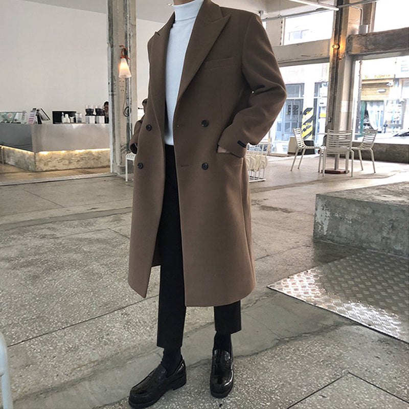 Warm Men's Mid-Length Coat - Tailored Notch, Wool, City Brown 3D Changing Face Moving Picture Frame - Tophatter Daily Deals