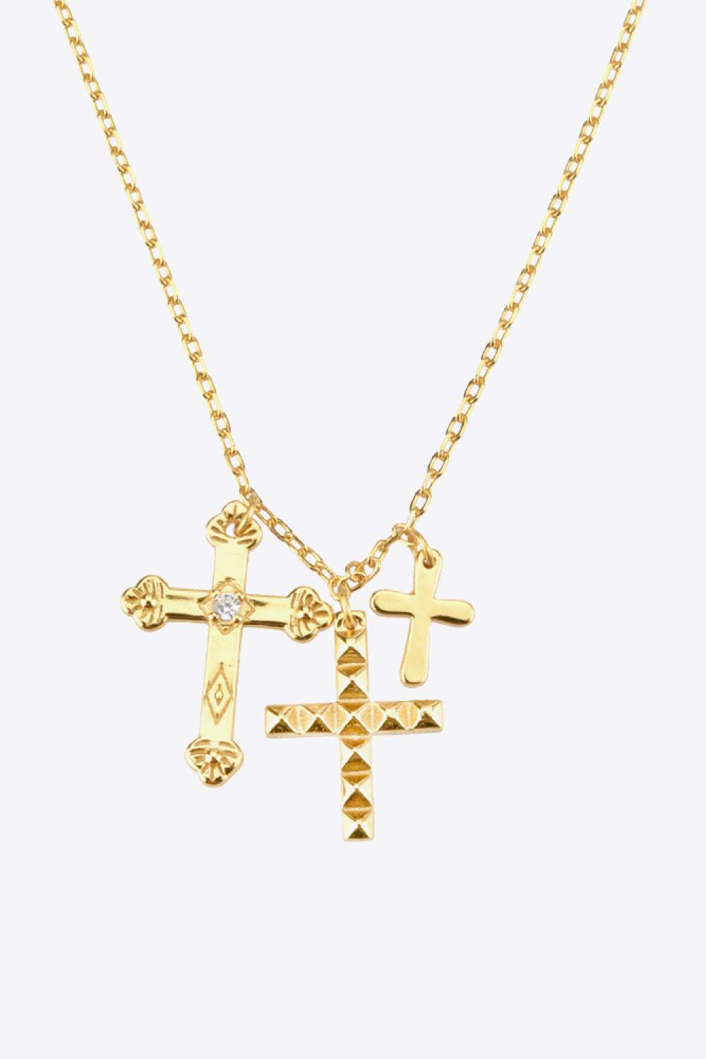 Inlaid Zircon Cross Pendant Necklace Gold One Size Necklaces - Tophatter Daily Deals