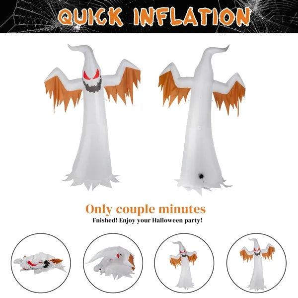 Inflatable 12ft Ghost LED Flames Flashing Eyes Halloween 3D Changing Face Moving Picture Frame - Tophatter Daily Deals