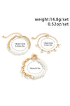 Gold 3pcs Pearl Pleated Alloy Beaded Bracelet Set Bracelets - Tophatter Daily Deals