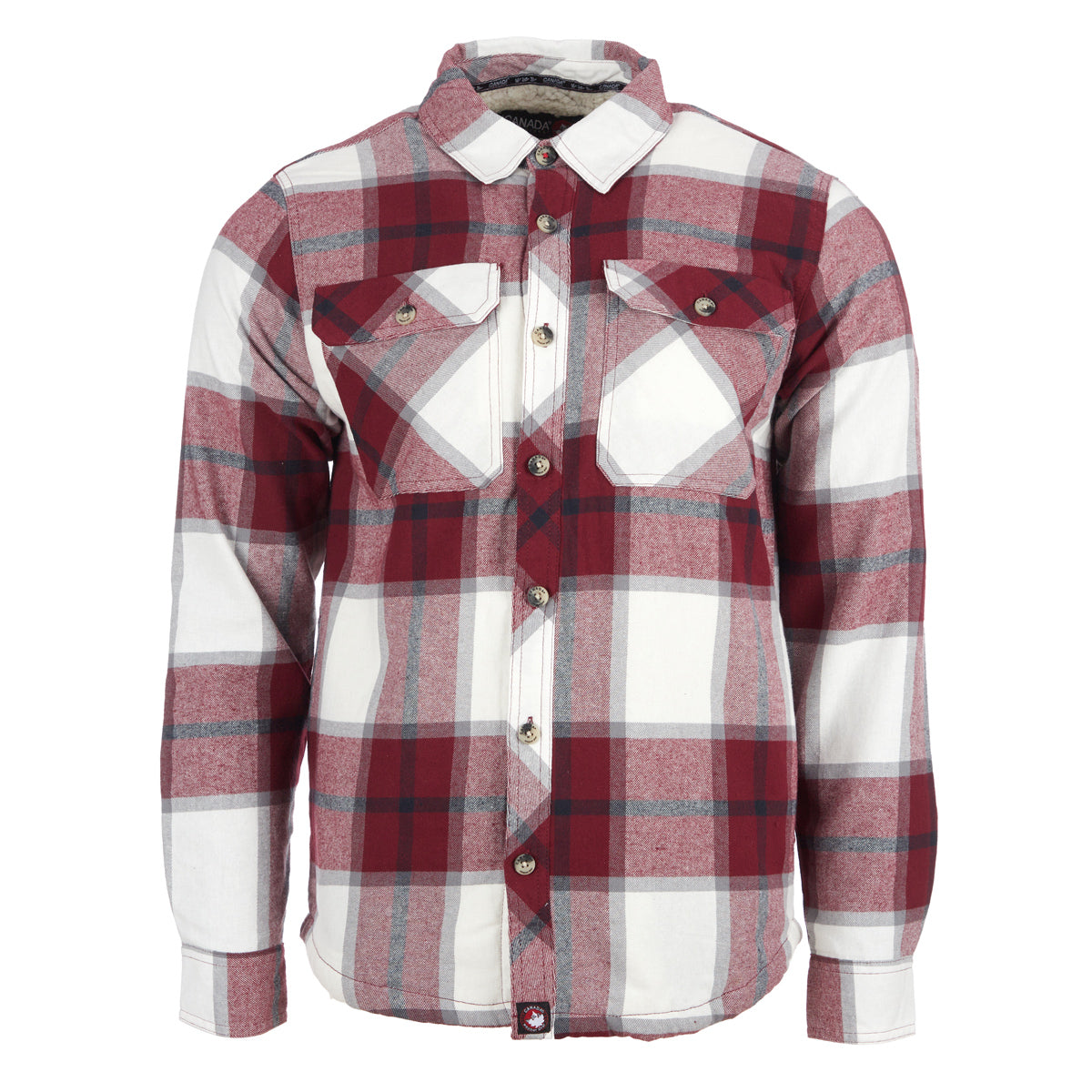 Canada Weather Gear Men's Sherpa Lined Flannel Cream Lava N Long Sleeves - Tophatter Daily Deals