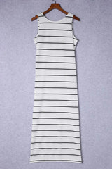 Striped Slit Sleeveless Maxi Dress Casual Dresses - Tophatter Daily Deals