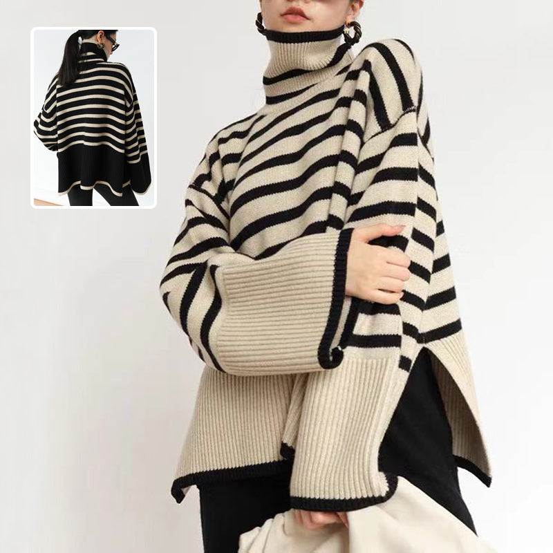Oversized Women Turtleneck Sweater - Slit Knit, Warm 3D Changing Face Moving Picture Frame - Tophatter Daily Deals