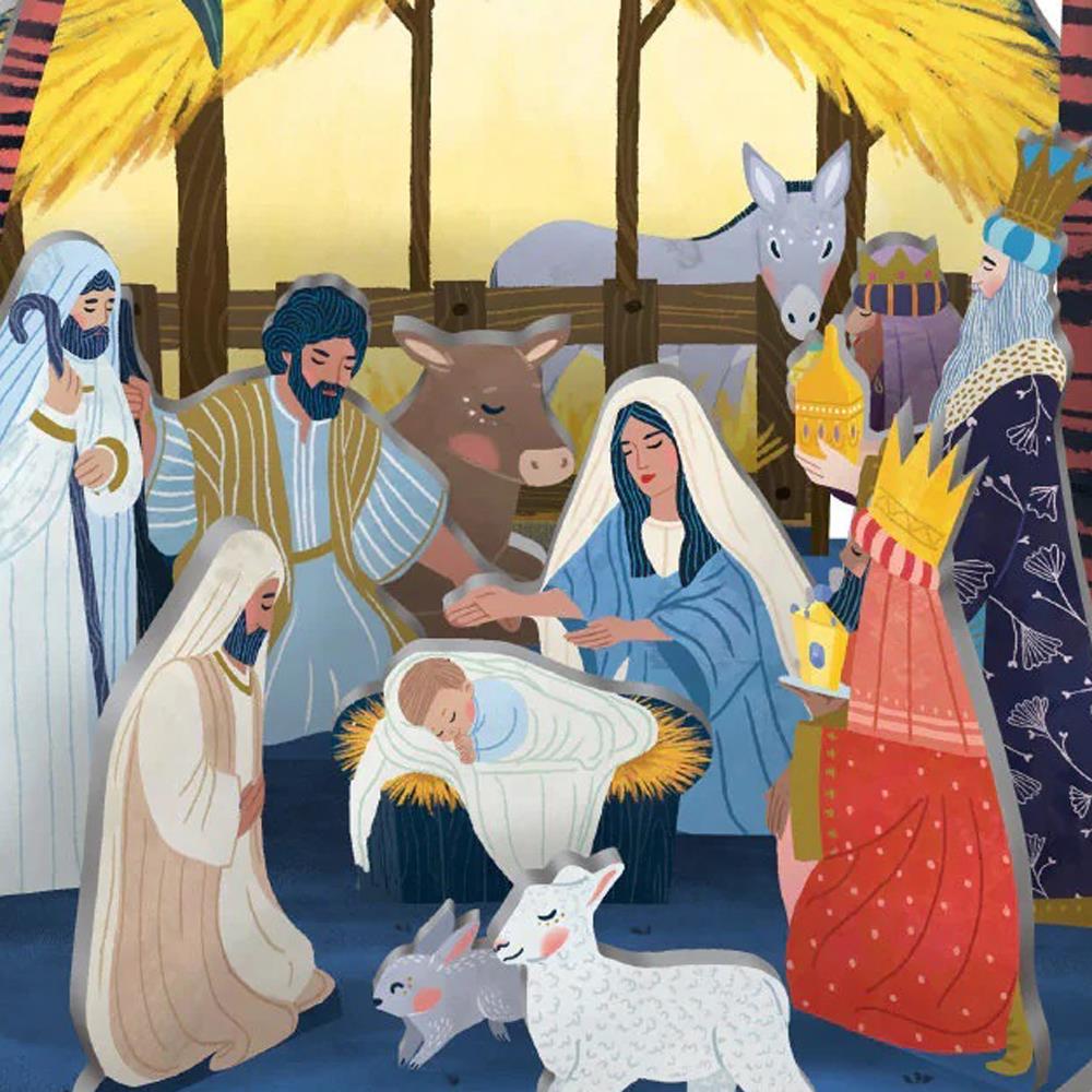 3D Pop & Slot Away In A Manger Christmas Crib Stable Scene Nativity Decoration Nativity Set - Tophatter Daily Deals