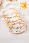 Gold Hollow Out Love Letter Heart Open Cuff Bangle 5pcs Bracelets - Tophatter Daily Deals